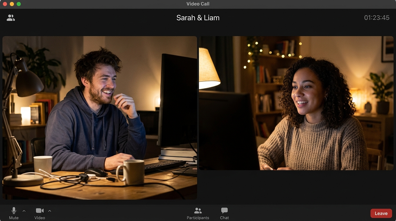 Authentic video call screenshot capturing late-night random conversation
